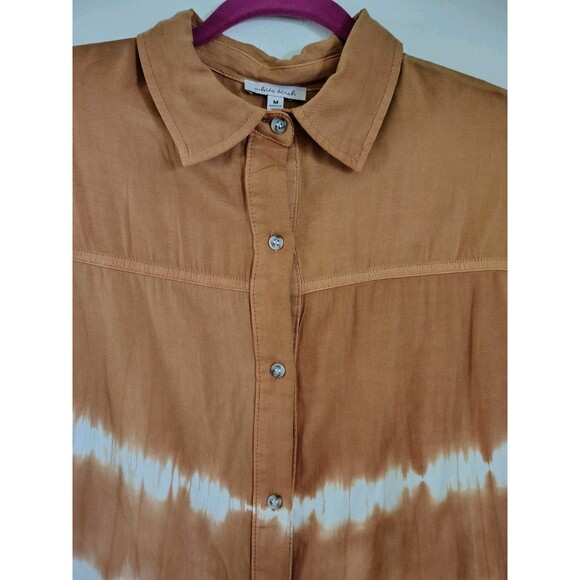 White Birch Women's Blouse Size M Rusty Tie Dye Button Rayon Long Sleeve - Picture 6 of 8